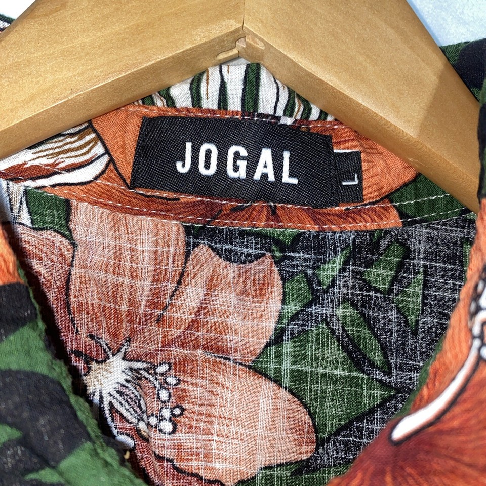 Jogal Hawaiian Floral Mens Shirt Large Short Sleeve Beach eBay