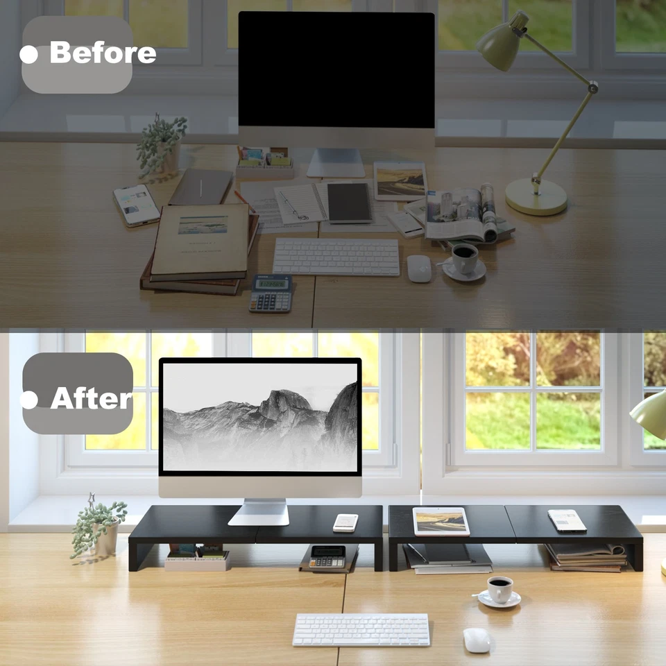 2 Pack Monitor Stand Riser-20 inch, Wood Monitor Stand for Desk Organization. - Image 3 of 4