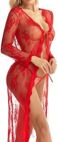 Women Sexy Lingerie See Through Lace Dress Sleepwear Sheer Kimono Robe Nightwear