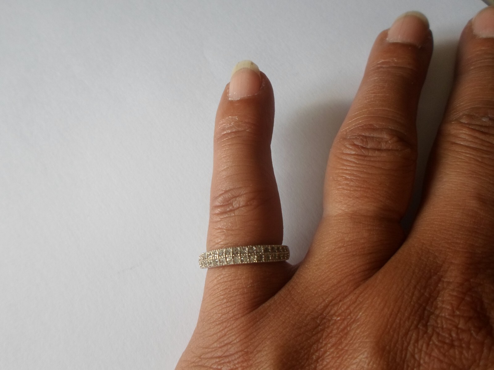 solid silver ring, double rows zirconium, size 52 - image 2