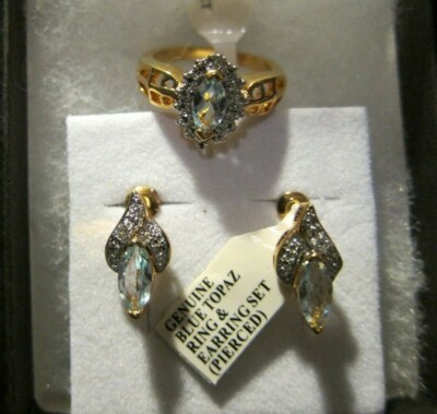 Bague Holsted Jewelers En Argent Avec Topaze Bleue 1 Carat Et CZ - Taille 6 - Neuve Avec étiquettes