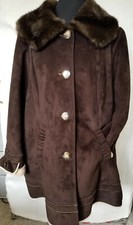 Esprit Women’s Faux Suede 2x Brown Winter Coat Inner Faux Fur Cozy Soft