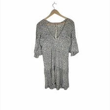 Faithfull The Brand Floral Print Crepe Mini Dress sz medium white blue