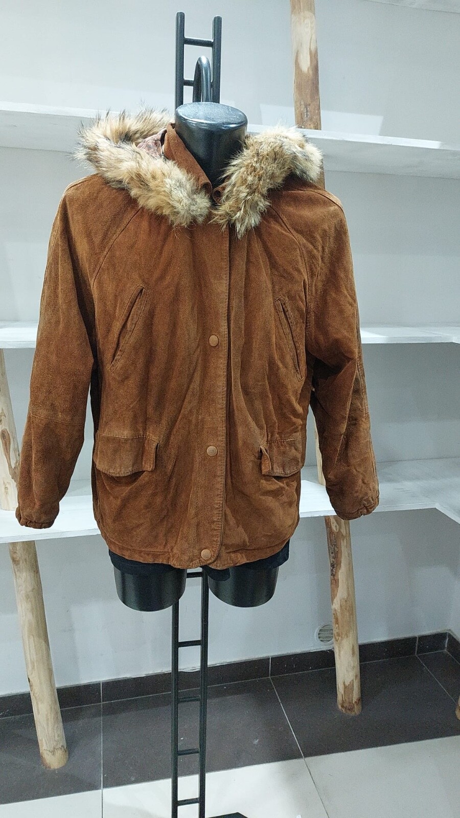 Men's Brown Leather Jacket Size M PGC111PI Pre-Owned