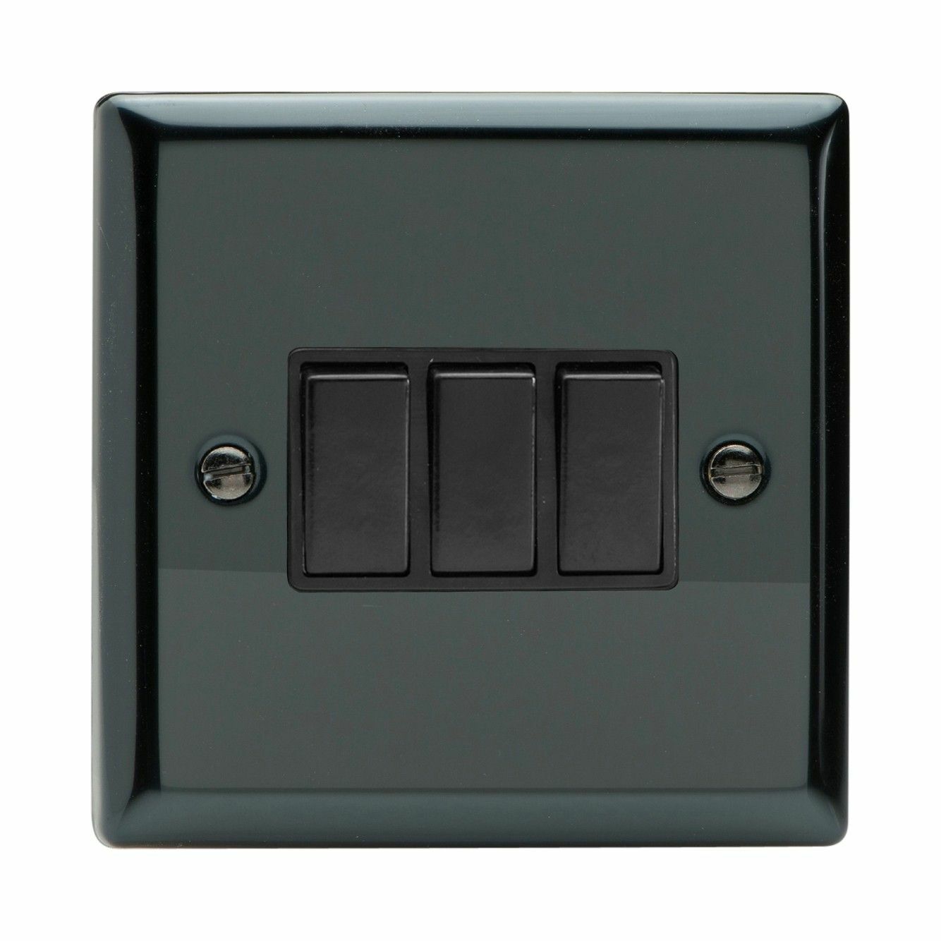 Varilight XI3B Classic Iridium Black 3 Gang 10A 1 or 2 Way Rocker Light Switch