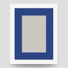 WHITE 8x6 PHOTO FRAME incl BLUE Mount for 6x4 PICTURE ART CRAFT PRINT