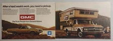 1971 Print Ad GMC Sierra Grande Pickup Truck with Camper Top & El Camino