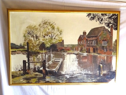 Fladbury Ferry original oil painting English landscape River Avon Walford OOAK - Picture 3 of 4