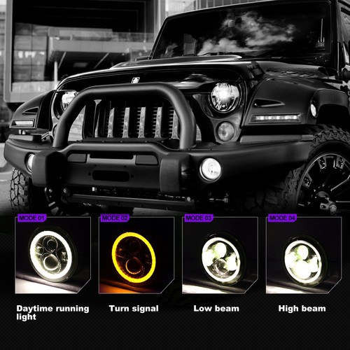 Kit combinado de faros antiniebla LED halo RGB Muti-Color 7"" para Jeep Wrangler JK - Imagen 5 de 8