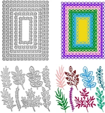 Leaf Plant Metal Die Cuts Rectangle Lace Cutting Dies,  2 Sets Die Cuts for Card