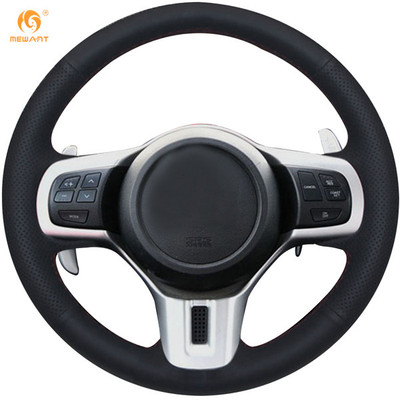 Black Leather Steering Wheel Cover for Mitsubishi Lancer 10 EVO Evolution #MT11