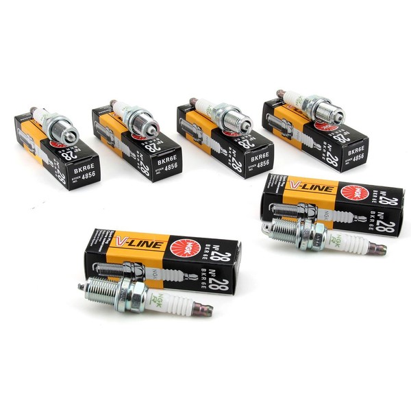 6X NGK ZüNdkerze V-Line 28 4856 BKR6E FüR VW Audi Mercedes Opel KIA Hyundai Fiat-image