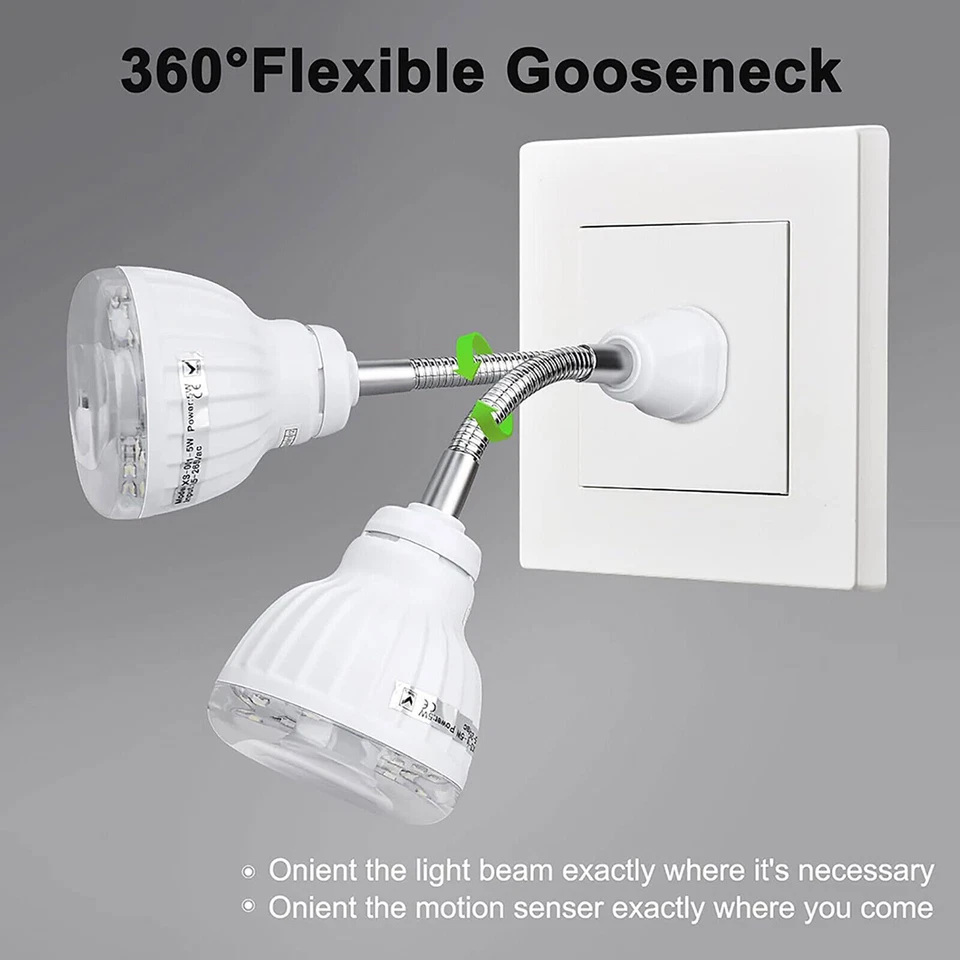 Lámpara de escalera de pared enchufable con sensor activado por movimiento LED luz nocturna toma de CA interior Foto 3 de 4