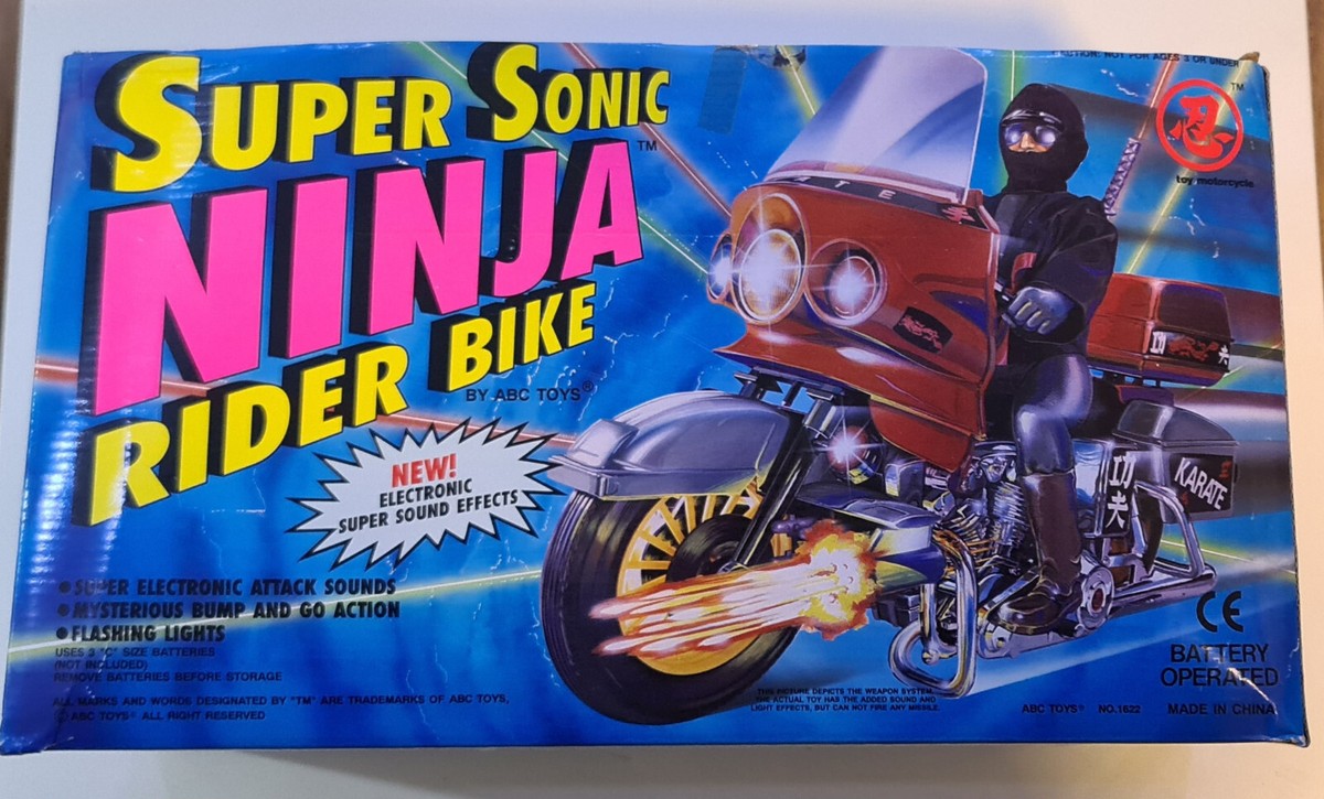 リィソニック Vintage 90s Battery Operated SUPER SONIC NINJA RIDER BIKE NOS
