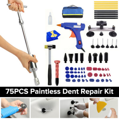 PDR 75pcs Car Body Paintless Dent Repair Tool Dent Puller Kit, Adjustable Width