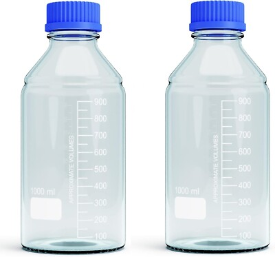 #ad 1000ml Glass Round Media Storage Bottles with GL45 Screw Cap Borosilicate Glass $24.99