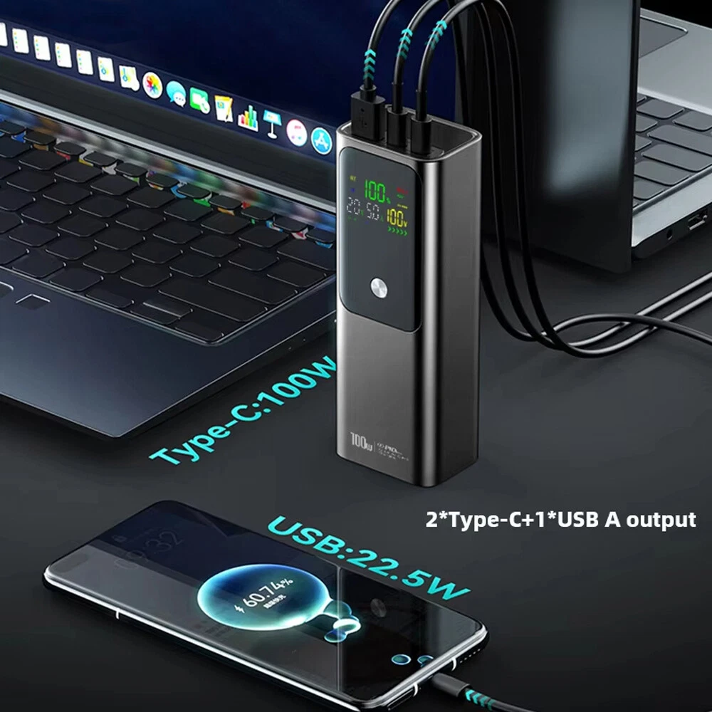 Power Bank 20000mAh 100W Charging Portable External Battery Backup For Phone/lap Power Bank 20000mAh 100W Charging Portable External Battery Backup For Phone/lap