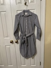 J Crew Classic-fit Cotton Poplin Striped Shirtdress SZ 00 AW560 EUC Free Ship