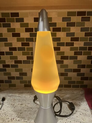 Vintage Lava Lite Lava Lamp - Yellow Clear Silver Base 15 