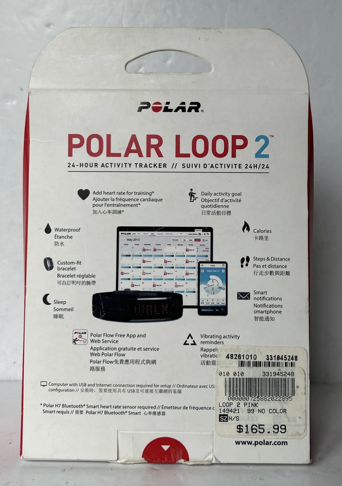 Polar Loop 2, 24 horas Fitness y Actividad Rastreador Salud - Rosa Nuevo Caja Abierta Foto 2 de 3
