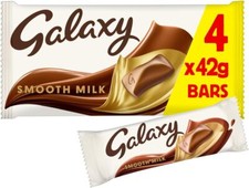 Galaxy Smooth Milk Chocolate Bar Multipack For Sharing 4 Bars Of 42 G Packaging