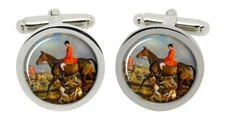 Horse and Hounds Cufflinks in Chrome Box