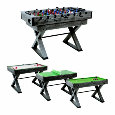 Garlando Multigame-Tisch, 9-in-1-Tischfußball, einziehbare Stangen Grau