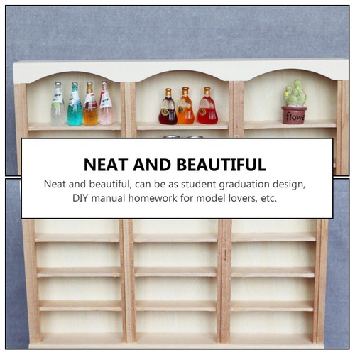 Miniature Bookcase Model Mini House Simulation Bookcase Wood Furniture Toy - Picture 8 of 12