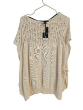 NWT Simply Vera Wang One Size Off White Poncho Boho Sweater Top Shawl Tunic