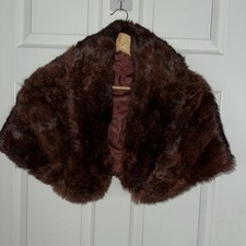 Vintage Mink Dark Brown Collar Wrap Fur Coat