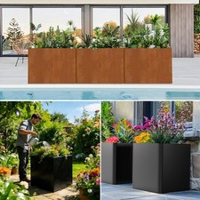 Large Metal Planter Box with Drainage Holes H...