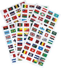 World Flags Stickers - 192 Countries PVC Transparent Planner Multicolor