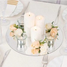1/6/12 Round Mirrored Plate 25cm Glass Mirror Candles Wedding