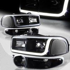For 2001-2006 Gmc Yukon 1500 Denali Drl Led Black Clear Headlightsbumper 4pcs For 2001-2006 Gmc Yukon 1500 Denali Drl Led Black Clear Headlightsbumper 4pcs