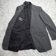 Vintage 80  s BURBERRY Blazer Sport Coat Mens 44L Long Gray Glenn Check Formal
