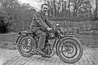 Jean Thomann factory racer Gaston 1926 Tour de France motorcycle press photo