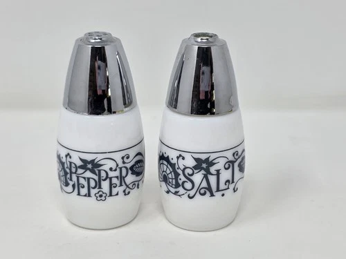 Vintage Westinghouse Milk Glass Old Town Blue Salt & Pepper Shaker Set