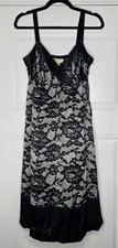 New MICHAEL KORS Women's Size 6 Black Lace Pattern Slip Dress Silk Sexy 