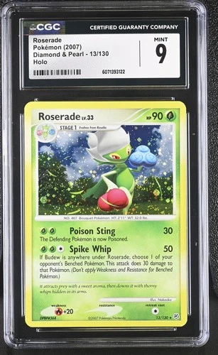 CGC 9 MINT Roserade 2007 Diamond & Pearl 13/130 Holo SWIRL Pokemon Card