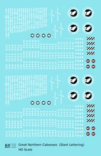 K4 HO Scale Decals Great Northern Caboose White and Black Slant Lettering