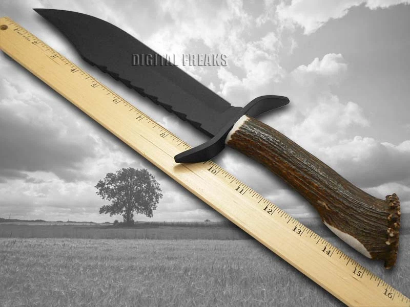 Hen & Rooster Bowie Knife Custer's Last Stand Deer Stag Blackened 5000B/CLS - Image 3 of 4