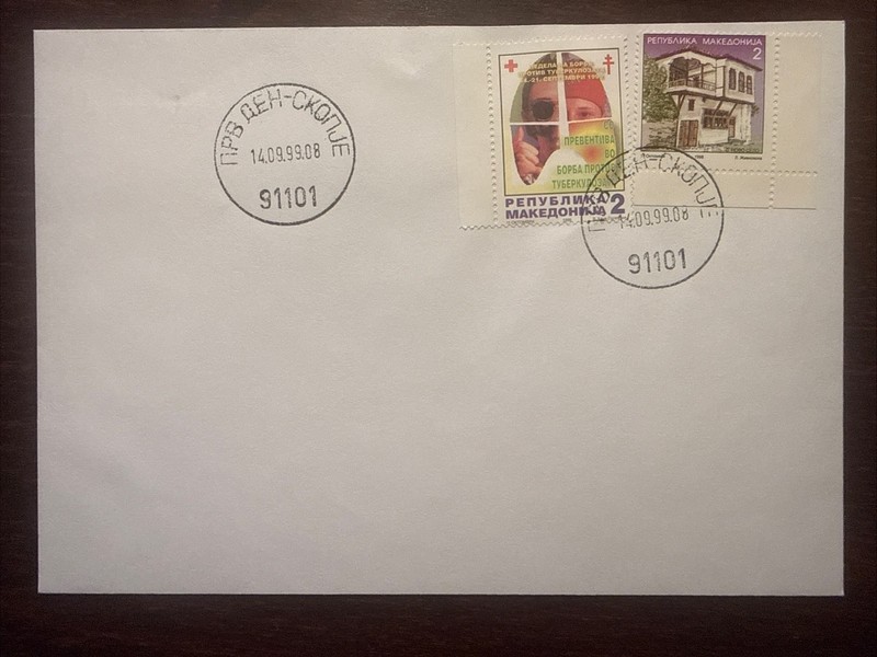 MACEDONIA FDC COVER 1999 YEAR TUBERCULOSIS TB RED CROSS HEALTH MEDICINE STAMPS