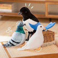 New Lifelike Bird Plush Toys Simulation White Green Pigeon Lovely Magpie Stuffed