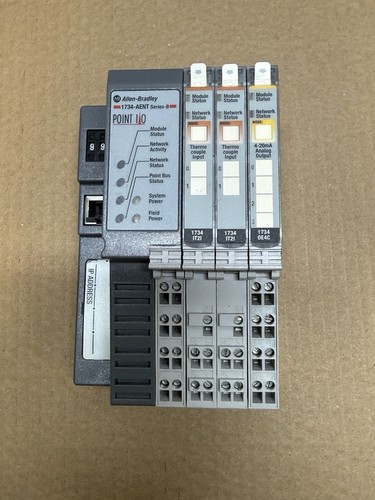 Allen-Bradley 1734-AENT Series-B PLC Input/Output Module w/ 1734-IT2I, 1734-0E4C