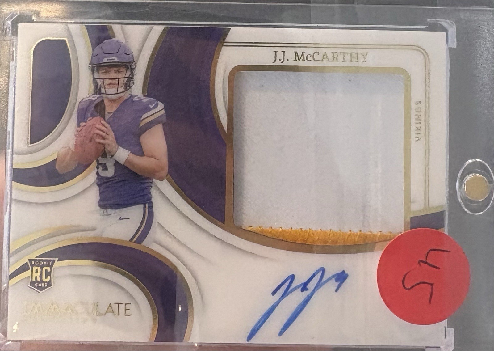 2024 Panini Immaculate J.J. McCarthy RC Rookie Premium Patch Auto RPA /99