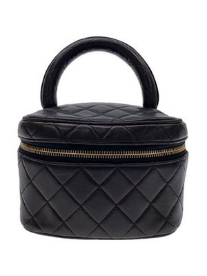 Other Vanity Bag Leather BLK Black Matelasse Used