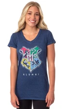 Harry Potter Womens' Hogwarts Crest Alumni V-Neck Burnout T-Shirt, X-Small