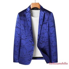Fashion Men's Jacket Slim Fit Casual Nightclub Dress Coats Lapel Button Blazer