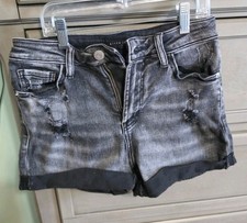 Risen Jeans Women's Gray High Rise Cut-Off Cuffed Denim 5-Pocket Shorts S