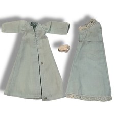 VTG LOT 1980s Barbie Doll Size Blue Nightgown Robe Set W/ Sleep Mask Handmade B1